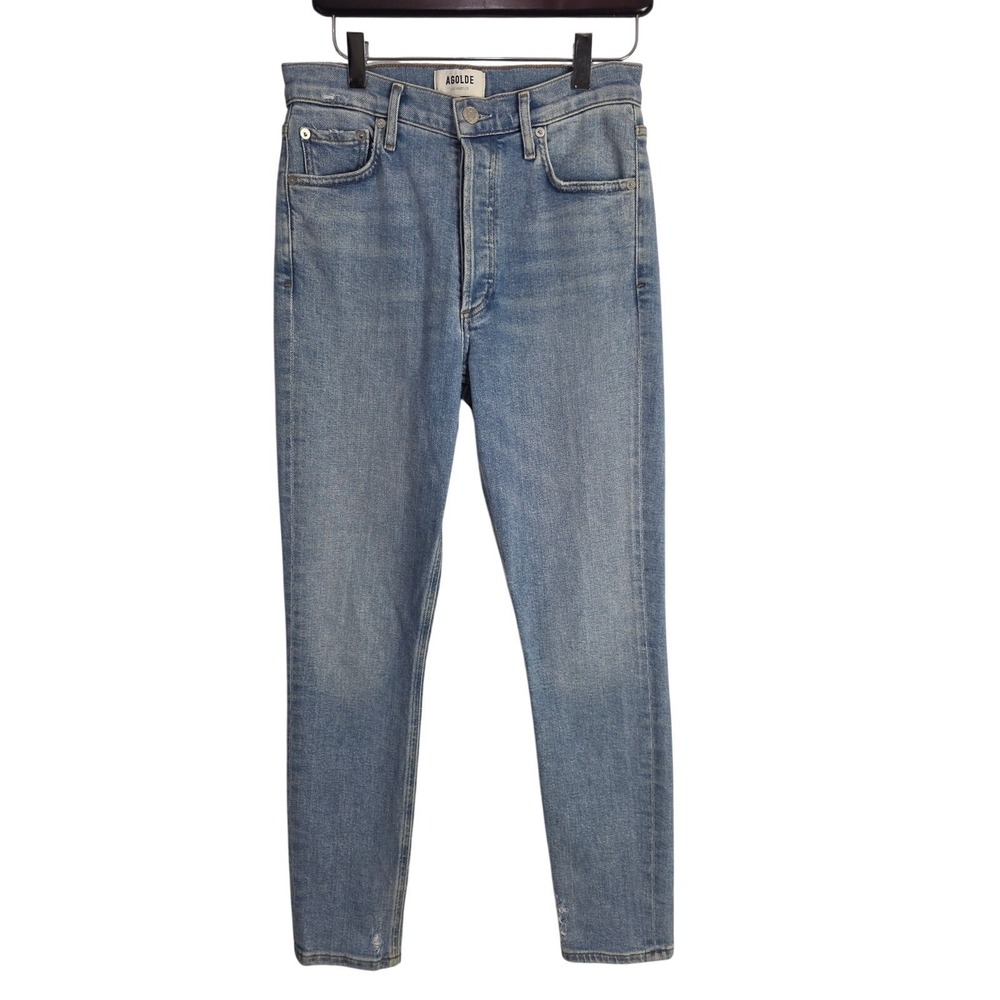 Agolde Button Fly Jeans 25 Womens Mid Rise Nico Skinny Leg Light Wash